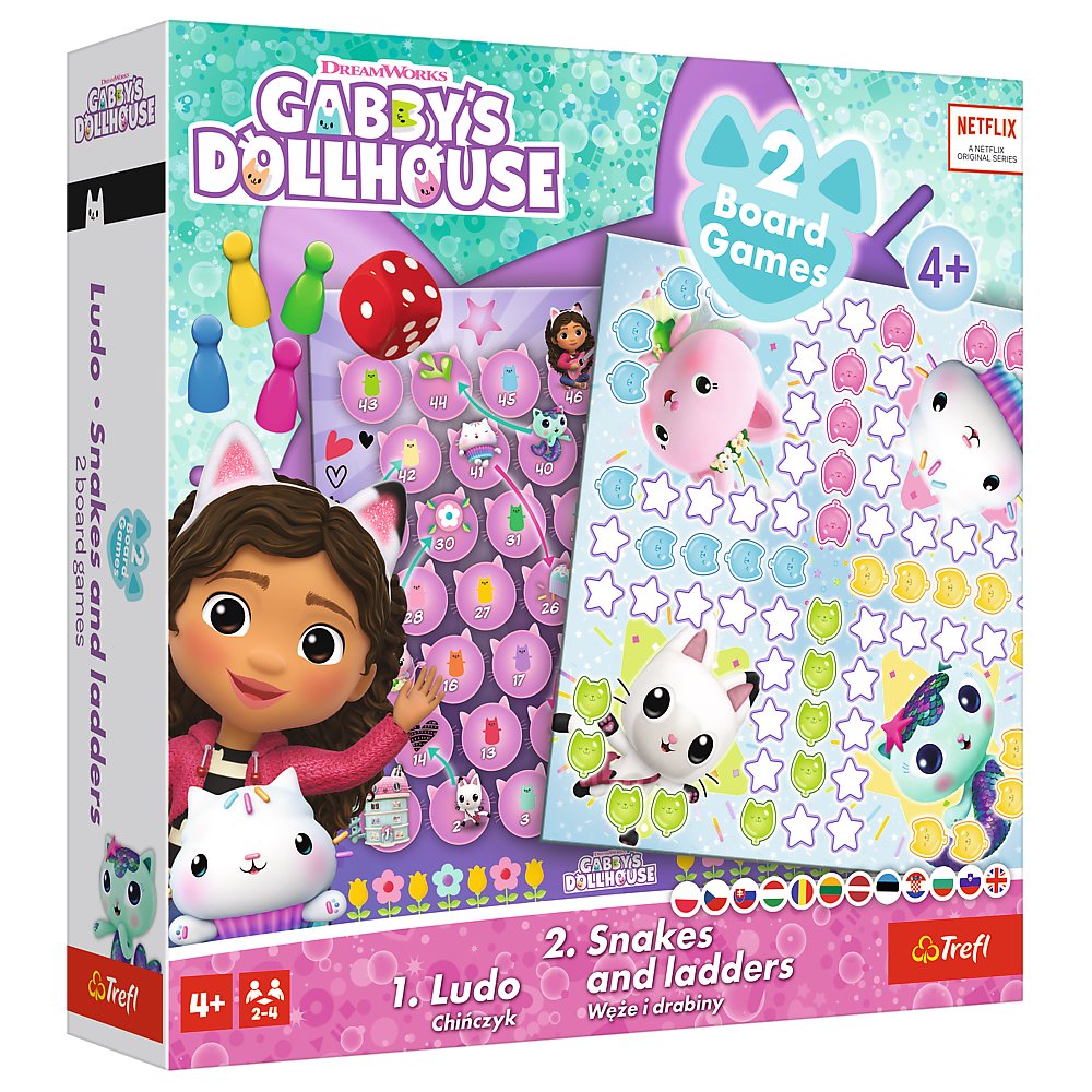 2-i-1 brädspel Chinaman & Snakes and Ladders – Gabbys Dollhouse