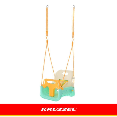 3-i-1 barn gunga med justerbara rep 120-150 cm, 30 kg, turkos/creme