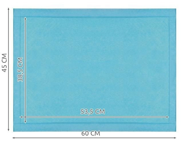 Absorberande engångsunderlag 60x45 cm 400 ml blå 50-pack