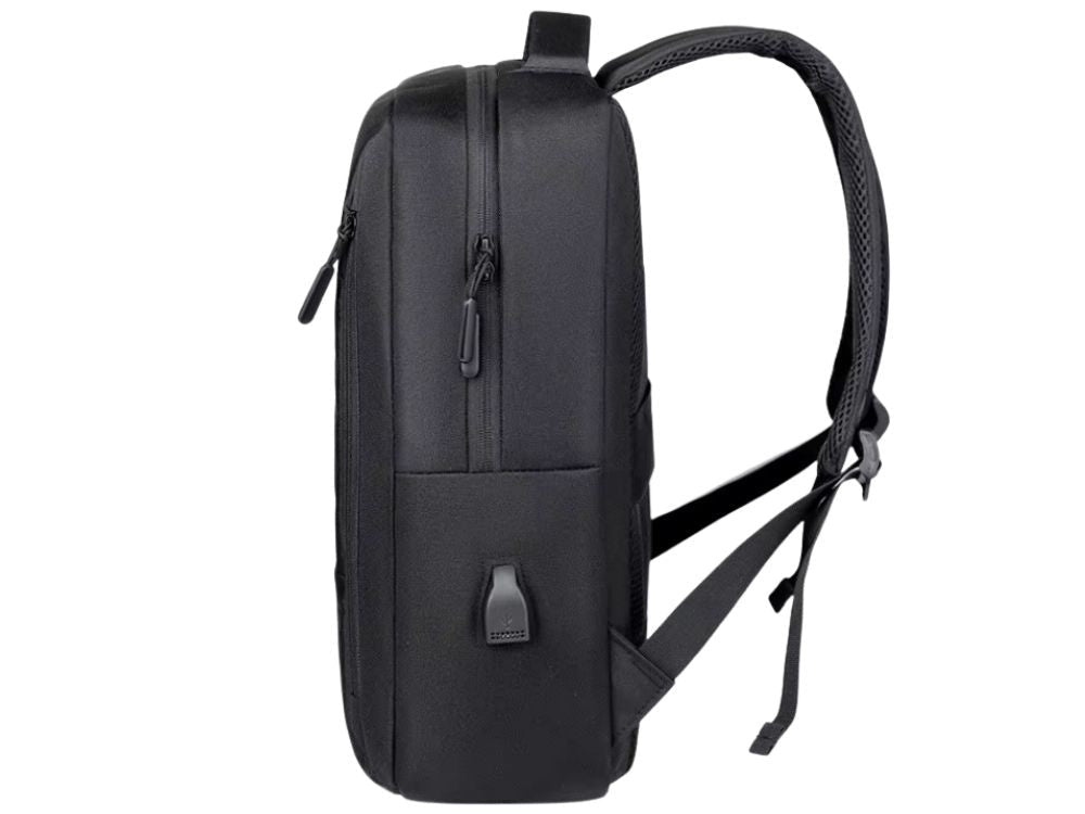 Affärsryggsäck med laptopfack och USB-port svart polyester 33x47 cm