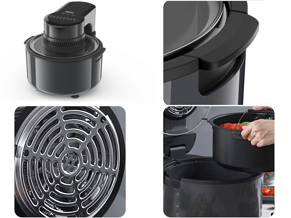 Airfryer oljefri fritös 5 l 1200 W svart med LCD touch och fönster