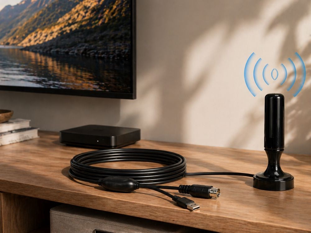 Aktiv inomhusantenn DVB-T/T2 25 dB förstärkare USB 5 m kabel