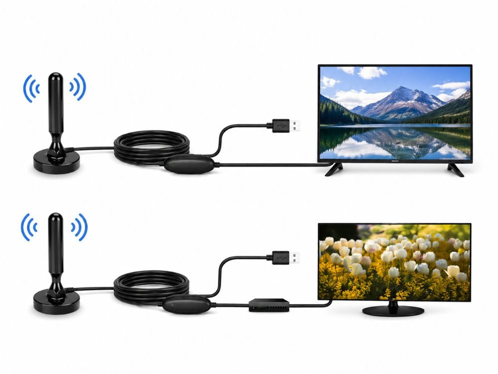 Aktiv inomhusantenn DVB-T/T2 25 dB förstärkare USB 5 m kabel