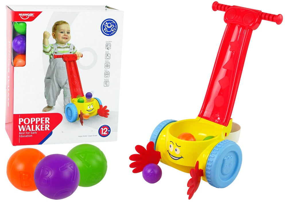 Aktivitetsleksak pusher med 3 bollar, musik, 12+ månader