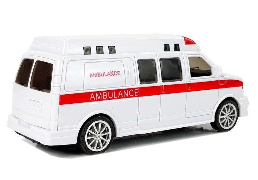 Ambulans leksaksbil 15,5 cm med LED-ljus, siren och dragback