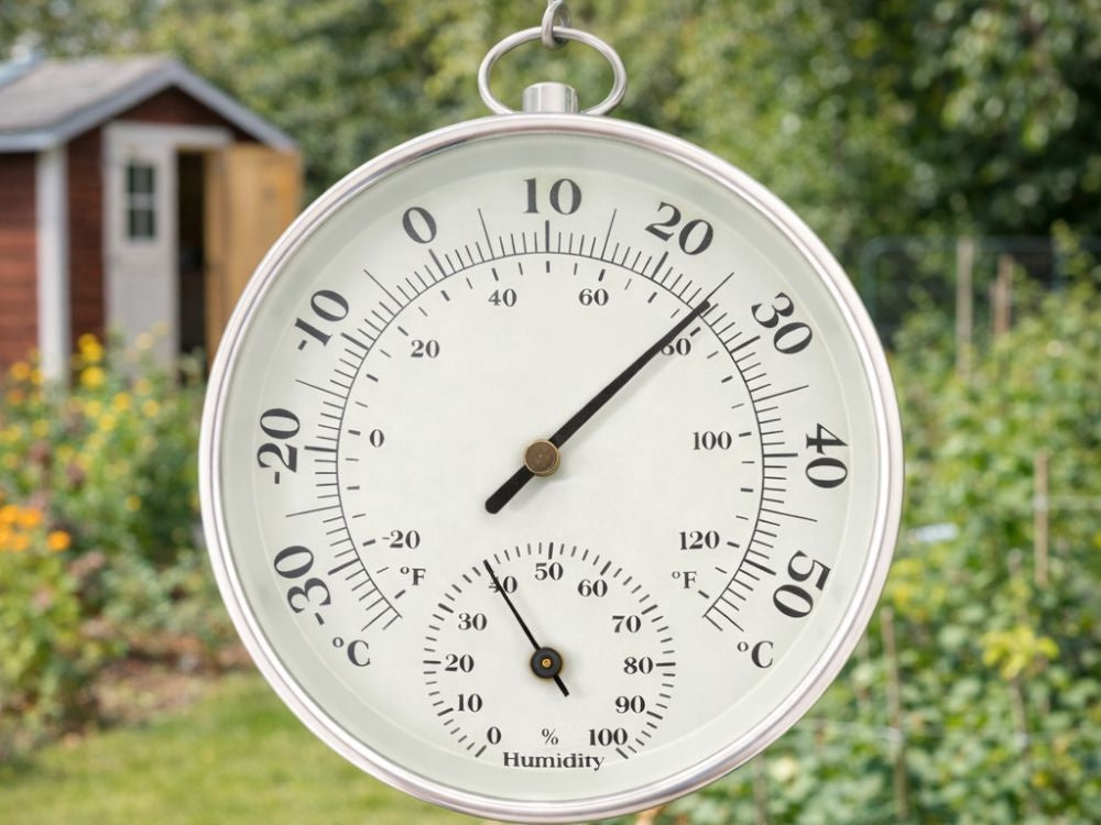 Analog termometer/hygrometer för vägg -30 till +50°C grå-svart