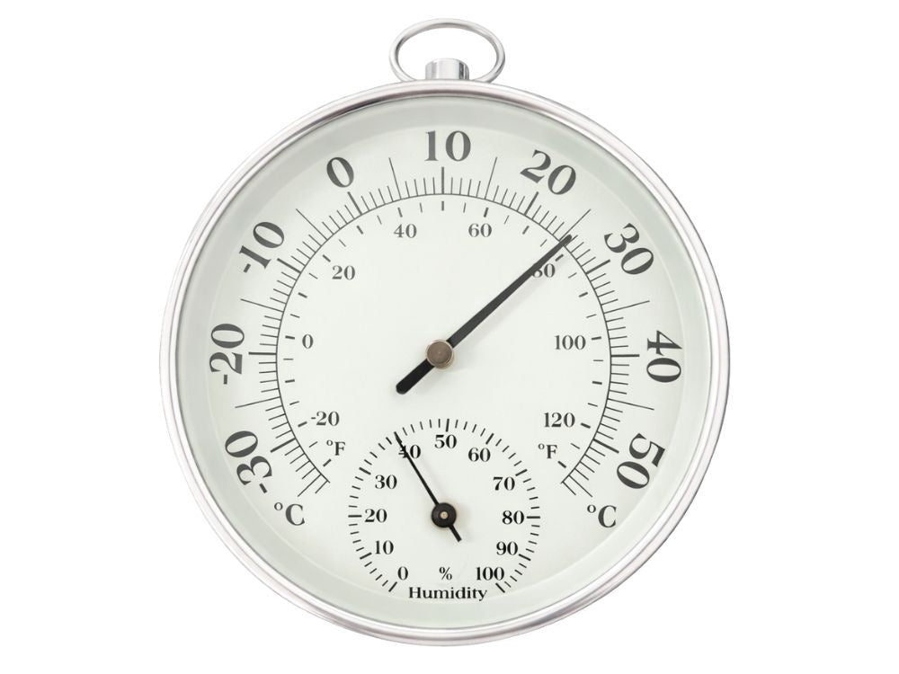 Analog termometer/hygrometer för vägg -30 till +50°C grå-svart