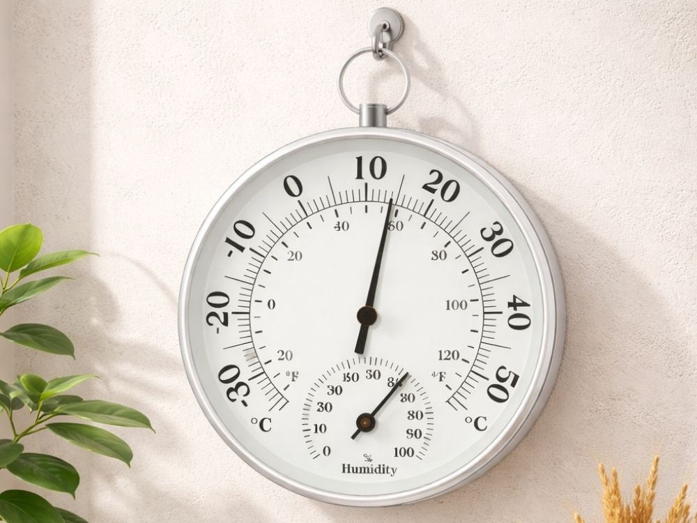 Analog termometer/hygrometer för vägg -30 till +50°C grå-svart