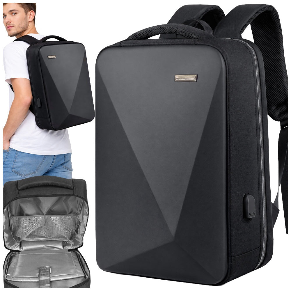 Antitjuv-ryggsäck för laptop med kombinationslås USB-port svart 15 L