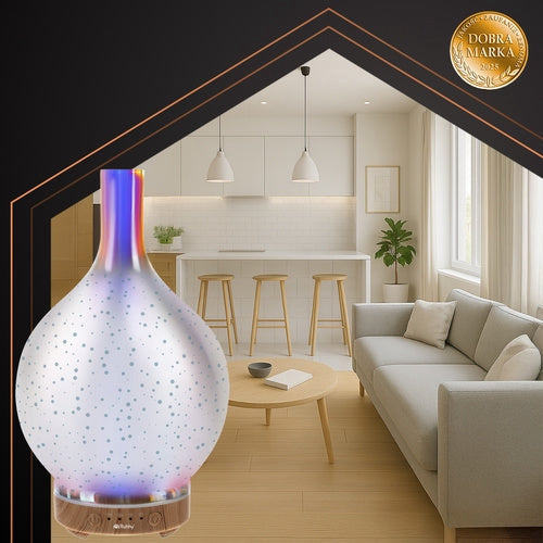 Aromadiffuser luftfuktare 200 ml ultrasonisk med LED-ljus, 3 oljor