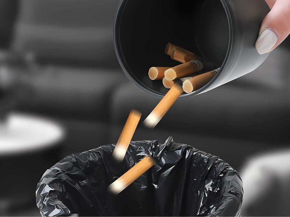 Askfat för bil 13x6 cm med cigarettsläckare och hållare svart