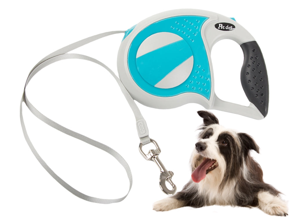 Automatiskt hundkoppel 5 m band för hund upp till 20 kg blå