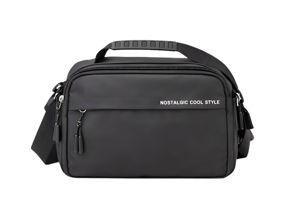 Axelväska herr crossbody polyester svart 30x9x21 cm justerbar rem