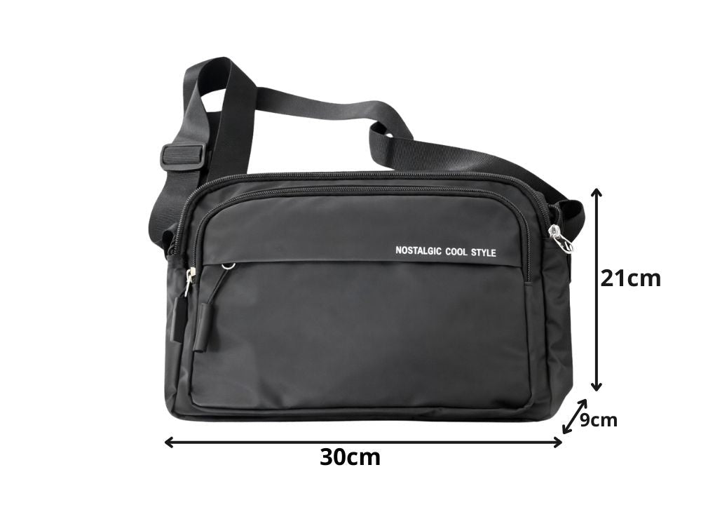 Axelväska herr crossbody polyester svart 30x9x21 cm justerbar rem