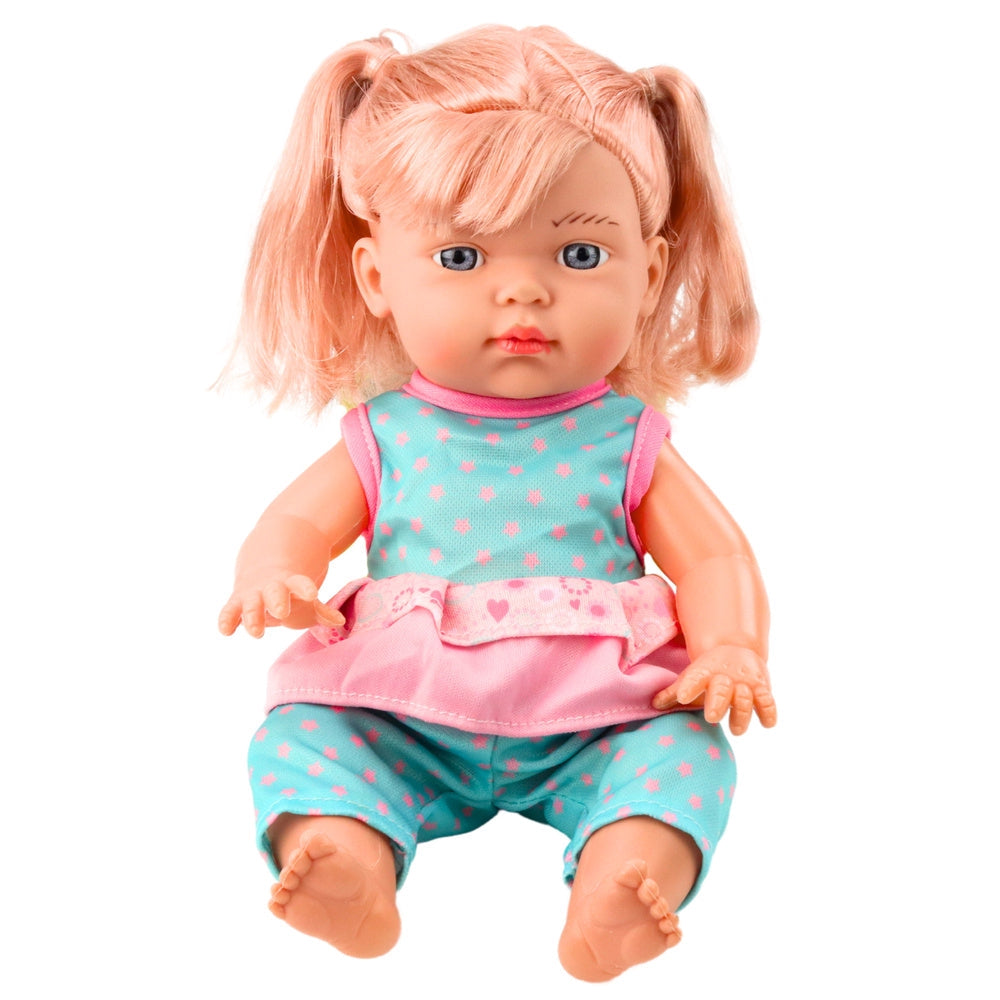 Babydocka 30 cm med ljud och nappflaska, turkos outfit, inkl. AG13