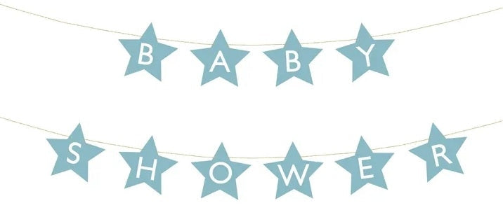 Baby shower-banner ljusblå stjärnor 290 cm x 16,5 cm papper