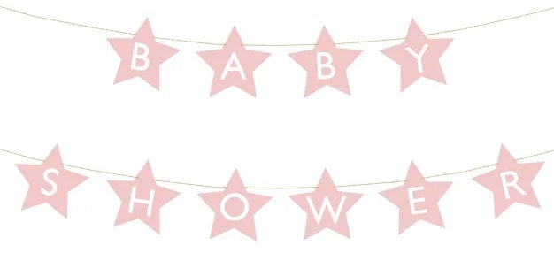 Baby shower-banner ljusrosa med stjärnor 290x16,5 cm snöre 3 m