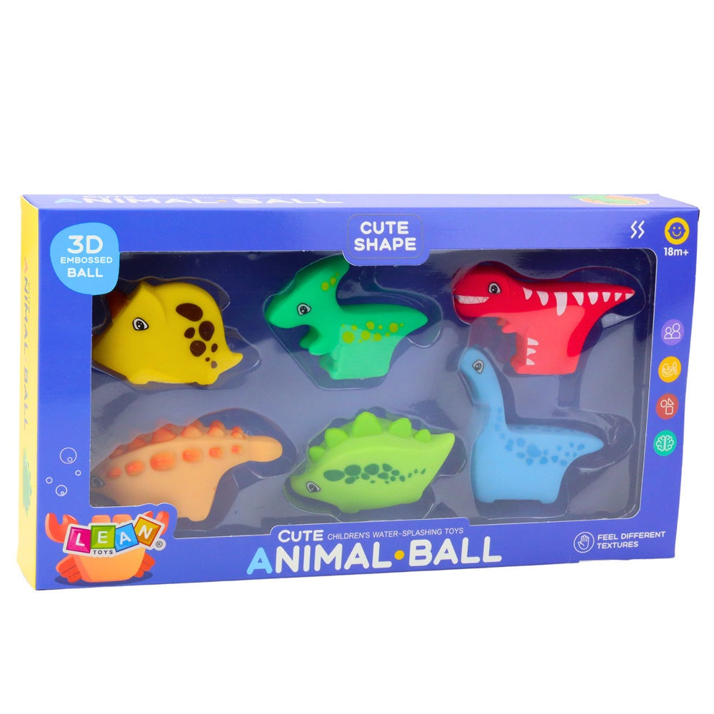 Badleksaker dinosaurier i mjukt gummi med pip, 6-pack, 18+ mån