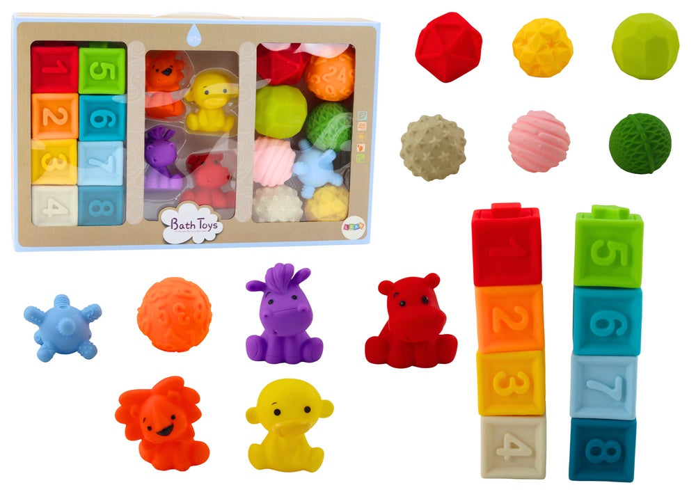 Badleksak gummiblock set 20 delar 5 cm, från 6 månader CE EN71
