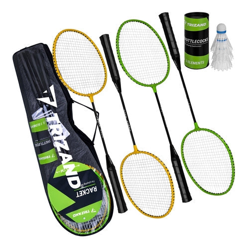 Badmintonset 8 delar med 4 racketar, 3 fjädrar och väska