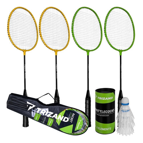 Badmintonset 8 delar med 4 racketar, 3 fjädrar och väska