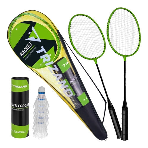 Badmintonset 9 delar med 2 racketar, 6 fjädrar och väska