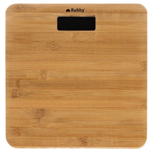 Badrumsvåg LCD 180 kg bambu, kg/lb, 28x28 cm, 2x AAA