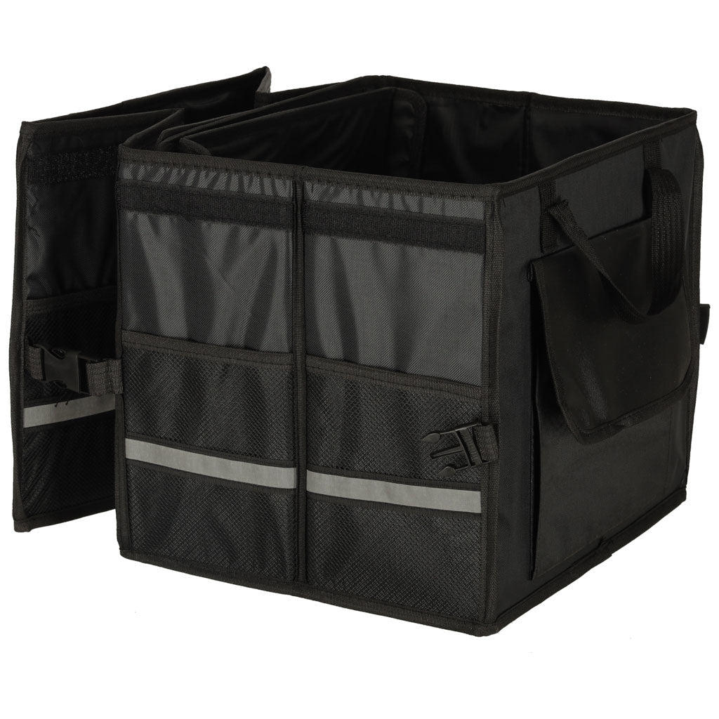 Bagageorganisatör bil 50L 60x35x30 cm med lock reflexband svart