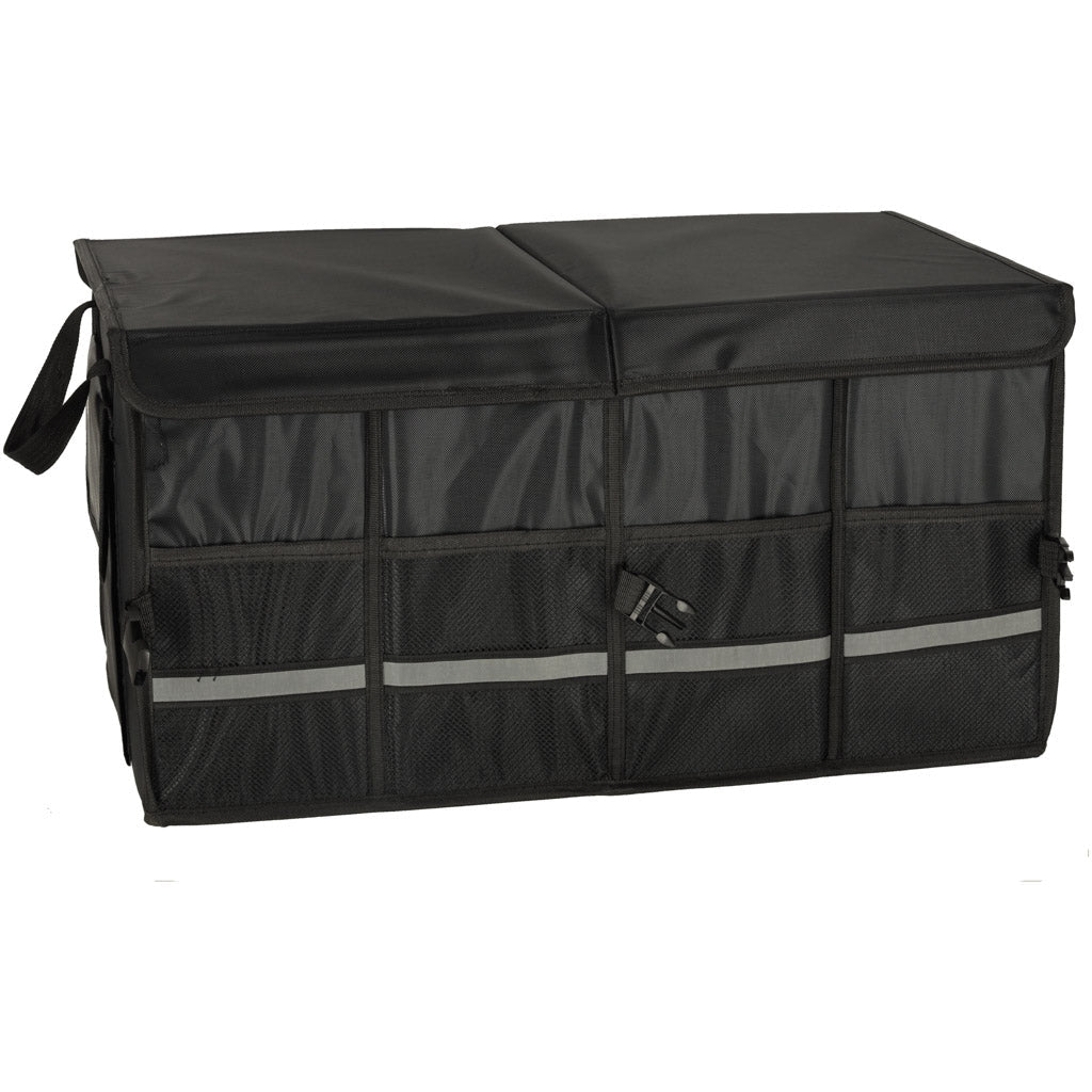 Bagageorganisatör bil 50L 60x35x30 cm med lock reflexband svart