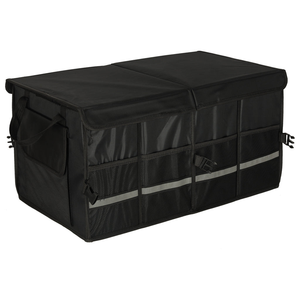 Bagageorganisatör bil 50L 60x35x30 cm med lock reflexband svart