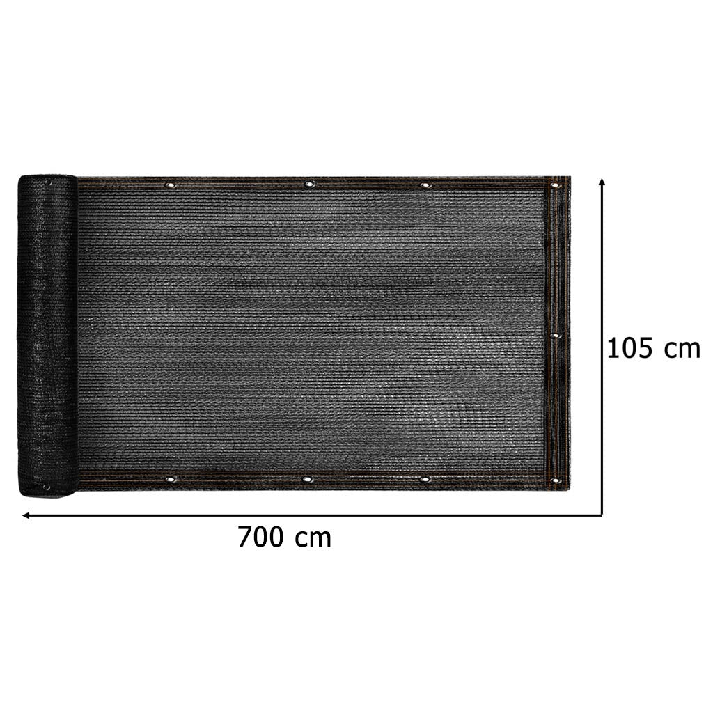 Balkongskydd insynsskydd i PVC-nät svart 105x700 cm med buntband