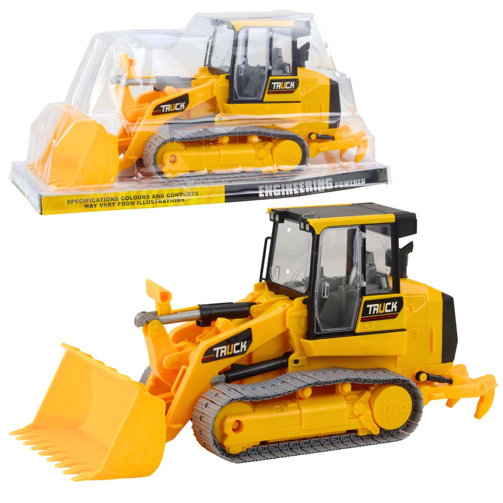 Bandgående bulldozer leksak med rörlig skopa 46 cm plast 3+