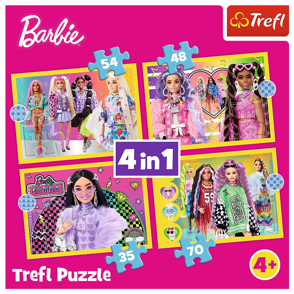 Barbie 4-i-1 barnpussel 35-70 bitar 4 motiv 285x205 mm från 4 år