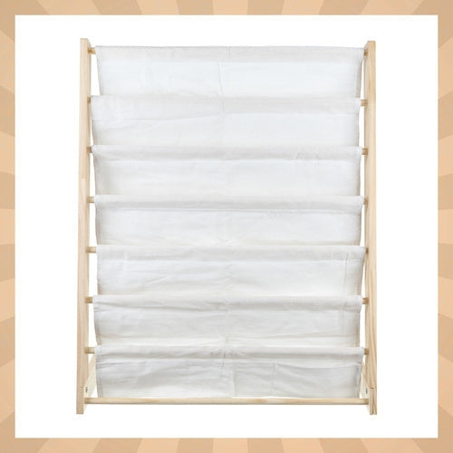 Barnbokhylla i trä/tyg 6 fack 79 cm natur 79x62,5x30 cm