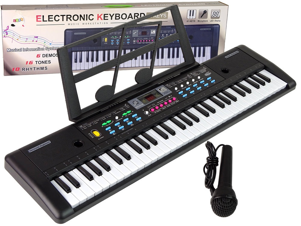 Barnkeyboard 61 tangenter med mikrofon och nothållare, från 3 år