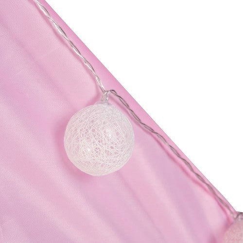 Barnleketøy husform rosa/grå 130x100x120 cm med LED-ljusslinga 3 m