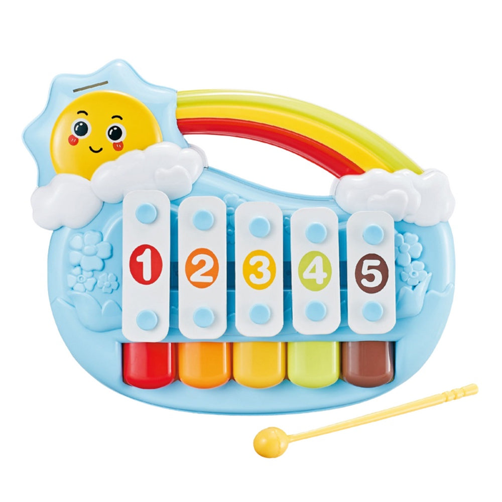 Barnpiano leksak 15 tangenter solform 6+ mån med noter och spelpinne