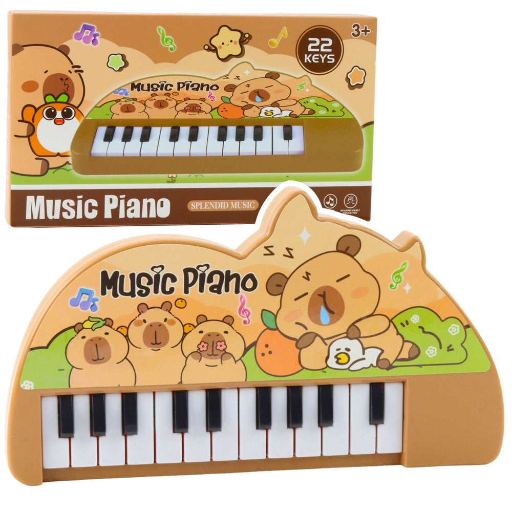 Barnpiano leksak 22 tangenter kapybara pastell, batteridrivet