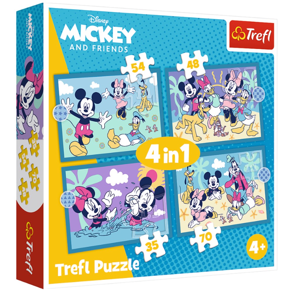 Barnpussel 4-i-1 set Mickey Mouse Disney, 4 pussel i olika motiv