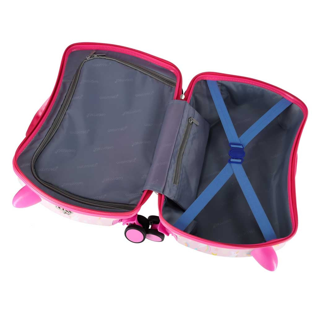 Barnresväska handbagage 30L hårt skal enhörning 4 hjul sit-on