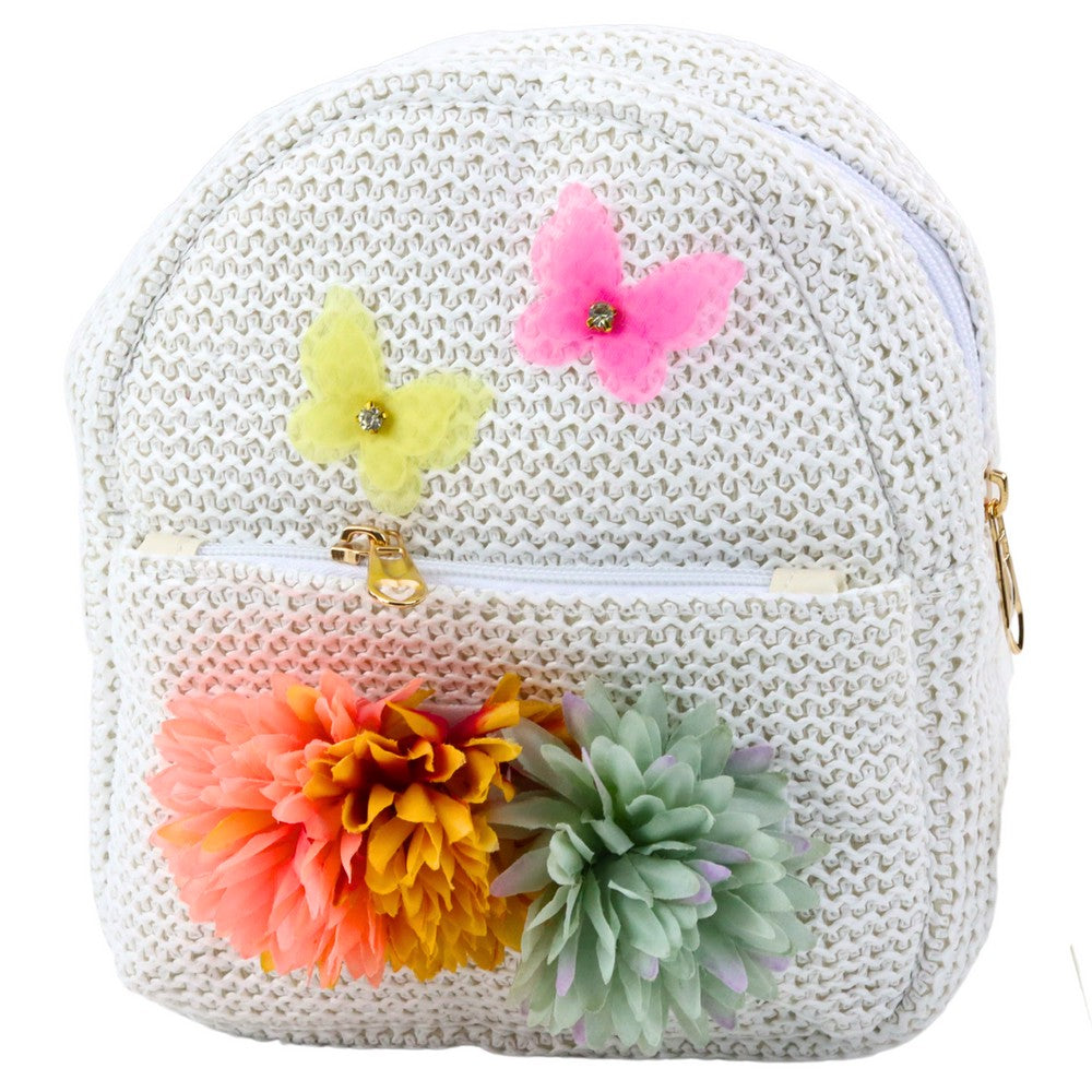 Barnryggsäck broderade fjärilar/blommor 2,5 L 18x20x7 cm