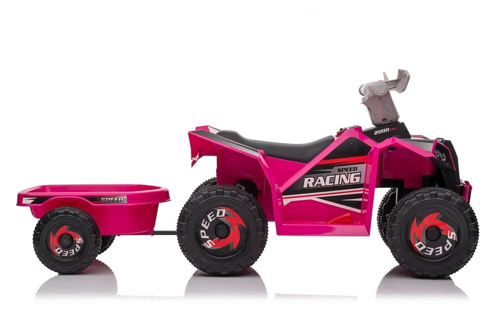 Batteridriven fyrhjuling för barn med släp rosa XMX630T