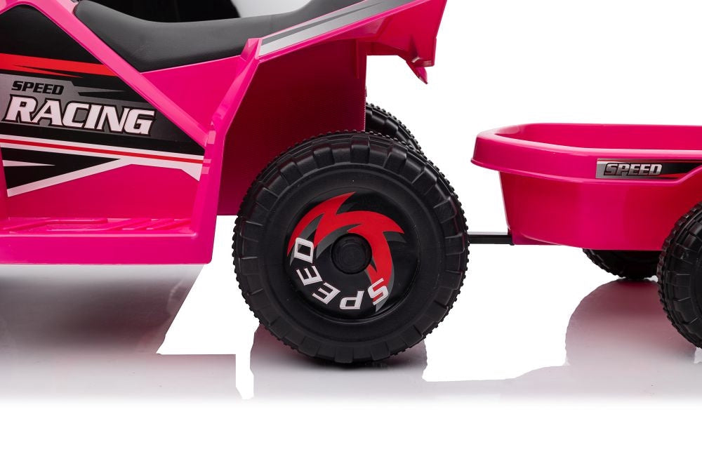 Batteridriven fyrhjuling för barn med släp rosa XMX630T