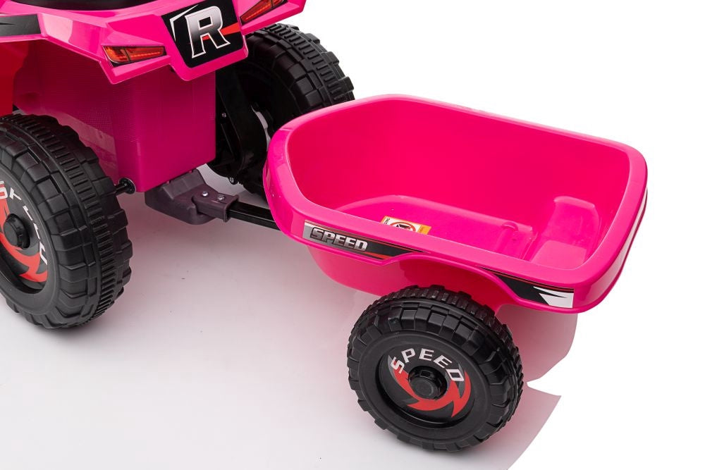 Batteridriven fyrhjuling för barn med släp rosa XMX630T
