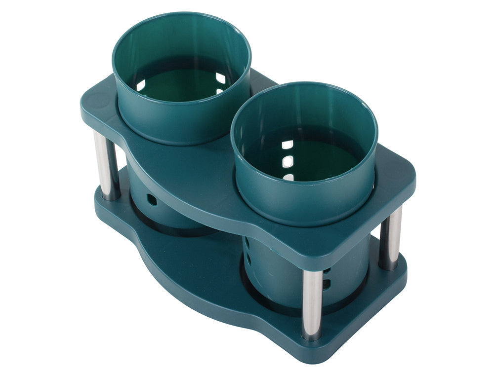 Bestickställ 2 fack med avtagbara koppar, grön, 19x9,5x10 cm