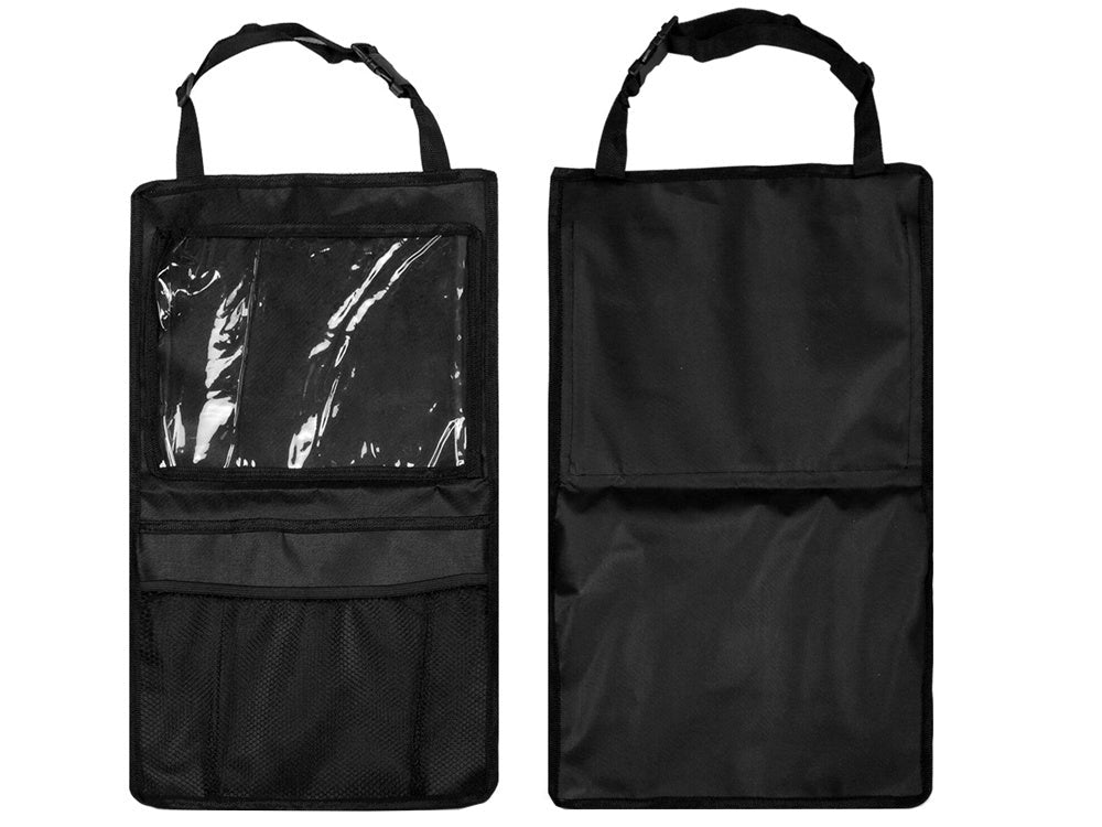 Bilorganisatör för ryggstöd med 3 fickor 50x28 cm svart
