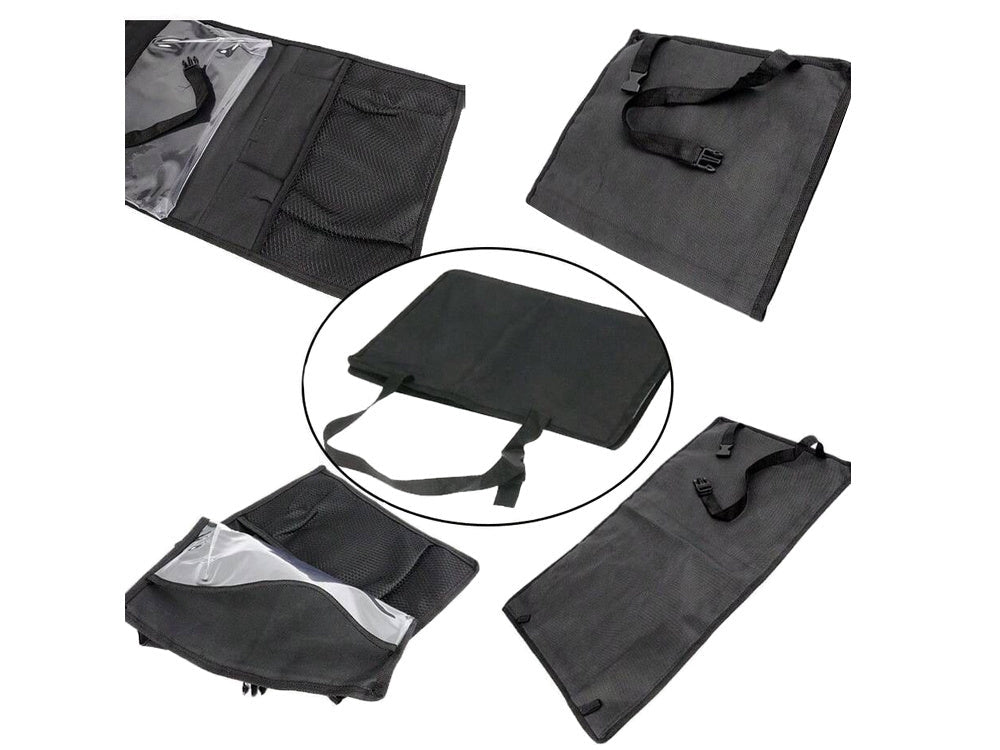 Bilorganisatör för ryggstöd med 3 fickor 50x28 cm svart