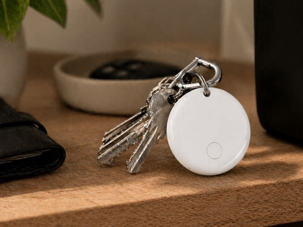 Bluetooth spårningsbricka Find My iOS för nycklar/plånbok vit Ø3 cm