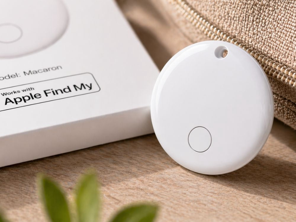 Bluetooth spårningsbricka Find My iOS för nycklar/plånbok vit Ø3 cm