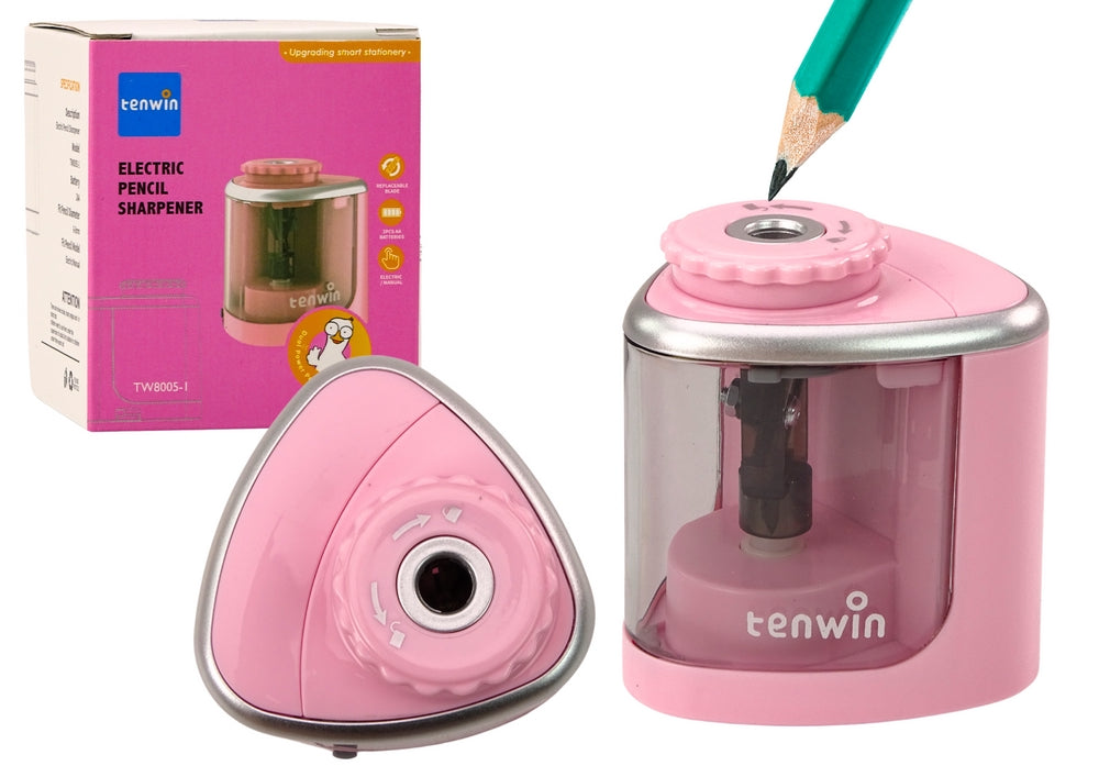 Blyertsslip med behållare rosa 6–8 mm manuell/elektrisk + extra kniv